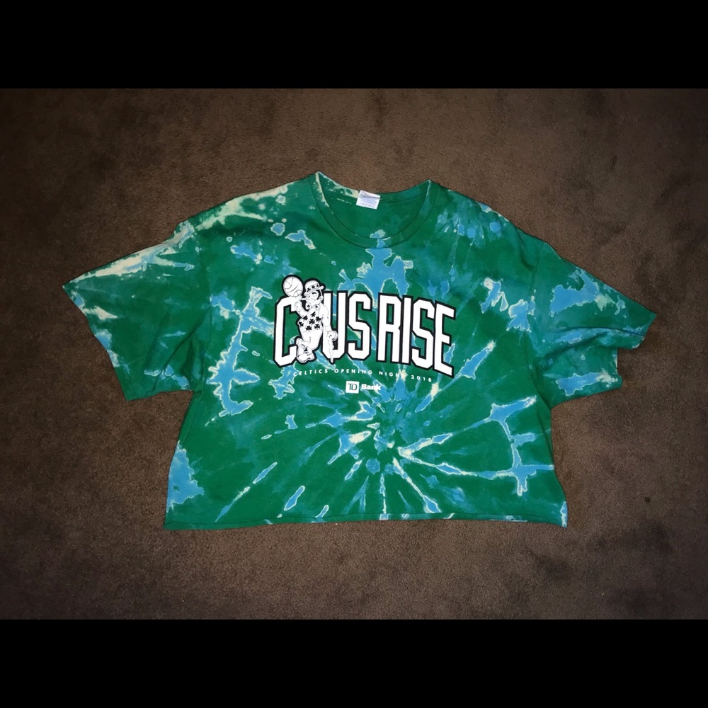 Celtics Reverse Tie Dye Oversized Crop Top